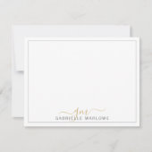 Modern Script Gold Monogram Initial Note Card Mitteilungskarte (Vorderseite)