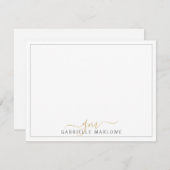 Modern Script Gold Monogram Initial Note Card Mitteilungskarte (Vorne/Hinten)