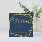 MODERN Script Gold Navy Foil Rahmen Weihnachtsweih Einladung (Stehend Vorderseite)