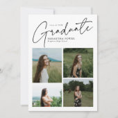 Modern Script Graduate 10 Photo Collage Graduation Ankündigung (Vorderseite)