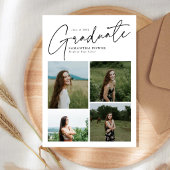 Modern Script Graduate 10 Photo Collage Graduation Ankündigung