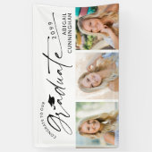 Modern Script Graduate 3 Photos Graduation Party Banner (Vertikal)