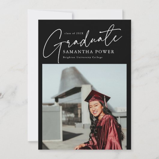 Modern Script Graduate Foto Geometric Abschluss Ankündigung (Vorderseite)