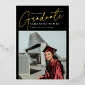 Modern Script Graduate Foto Geometric Abschluss Folieneinladung (Vorderseite)