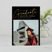 Modern Script Graduate Foto Geometric Abschluss Folieneinladung (Stehend vorne)