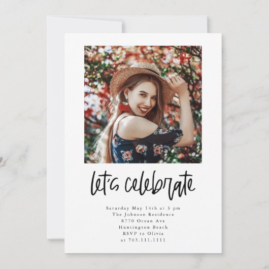 Modern Script Graduate Graduation Party Einladung (Rückseite)