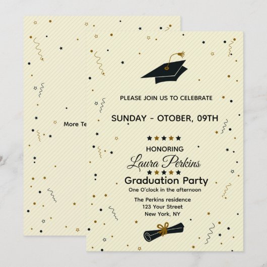 Modern Script Graduate Invitation Einladung (Vorne/Hinten)