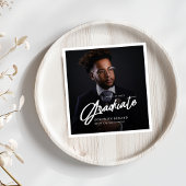 Modern Script Graduate Photo Graduation Serviette