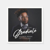 Modern Script Graduate Photo Graduation Serviette (Vorderseite)