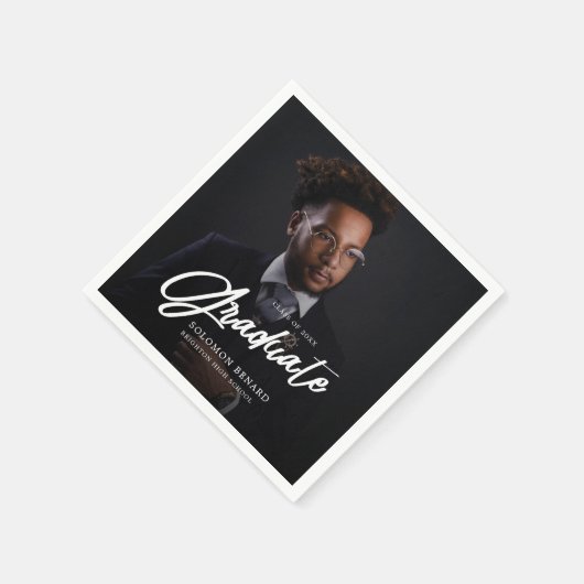 Modern Script Graduate Photo Graduation Serviette (Ecke)