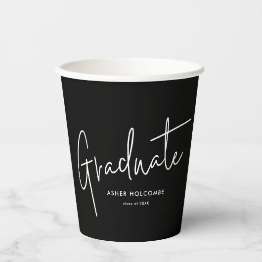 Modern Script Graduate Simple Graduation Pappbecher (Vorderseite)