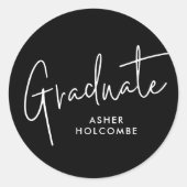 Modern Script Graduate Simple Graduation Runder Aufkleber (Vorderseite)