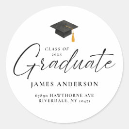 Modern Script Graduation Address Envelope Seal Runder Aufkleber
