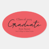 Modern script graduation ovaler aufkleber (Vorderseite)