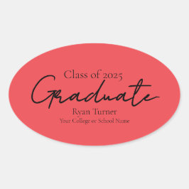 Modern script graduation ovaler aufkleber