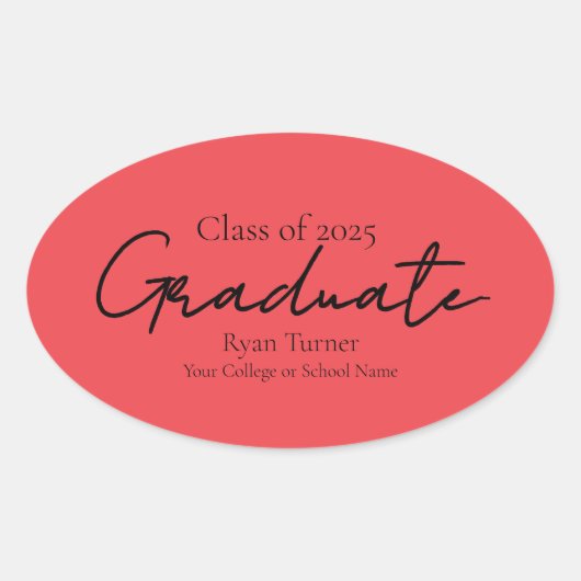 Modern script graduation ovaler aufkleber (Vorderseite)