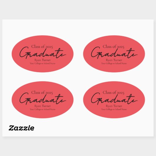 Modern script graduation ovaler aufkleber (Blatt)