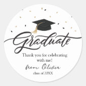 Modern Script Graduation Thank You Sticker (Vorderseite)