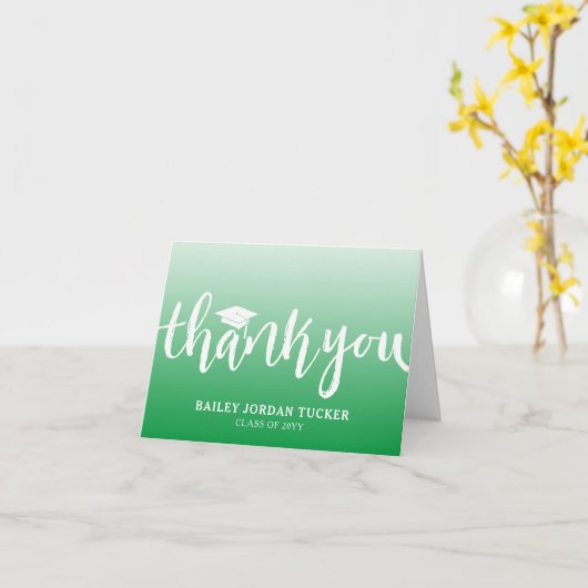 Modern Script Green Abschluss Vielen Dank Karte (Gelbe Blume)