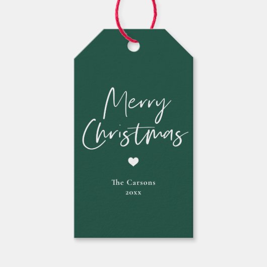 Modern Script Green Christmas Geschenkanhänger (Vorderseite)