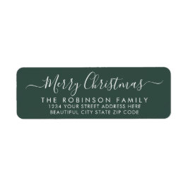 Modern Script Green Christmas Return Address Label