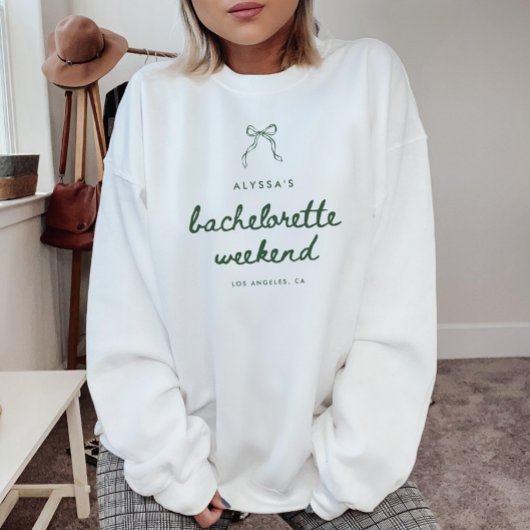 Modern Script Green Coquette Bachelorette Weekend Sweatshirt