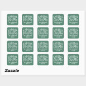 Modern Script Green Frohe Weihnachten Custom Quadratischer Aufkleber (Blatt)