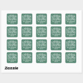 Modern Script Green Frohe Weihnachten Custom Quadratischer Aufkleber (Blatt)
