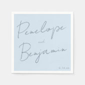Modern Script Handwriting Soft Blue Classy Wedding Serviette (Vorderseite)