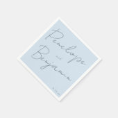 Modern Script Handwriting Soft Blue Classy Wedding Serviette (Ecke)