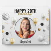 Modern Script Happy Birthday Custom Foto Gift Fotoplatte (Vorderseite)