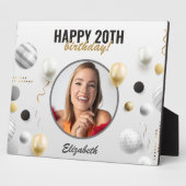 Modern Script Happy Birthday Custom Foto Gift Fotoplatte (Seite)