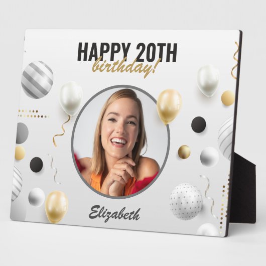 Modern Script Happy Birthday Custom Foto Gift Fotoplatte (Seite)