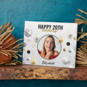 Modern Script Happy Birthday Custom Foto Gift Fotoplatte (Seite)