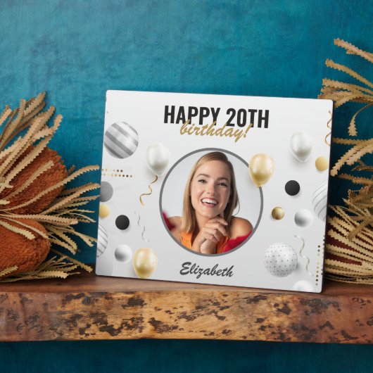 Modern Script Happy Birthday Custom Foto Gift Fotoplatte (Seite)