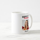 Modern Script Happy Birthday Custom Foto Gift Kaffeetasse (VorderseiteRechts)