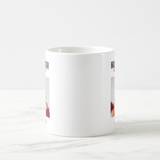 Modern Script Happy Birthday Custom Foto Gift Kaffeetasse (Mittel)