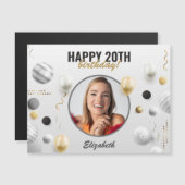 Modern Script Happy Birthday Custom Foto Gift Magnetkarte (Vorne/Hinten)