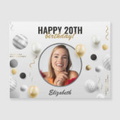 Modern Script Happy Birthday Custom Foto Gift Magnetkarte (Vorderseite)