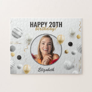 Modern Script Happy Birthday Custom Foto Gift Puzzle