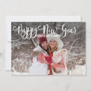 Modern Script Happy New Year's Foto Card Feiertagskarte