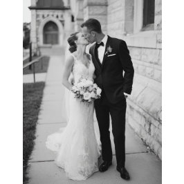 Modern Script Heart 2 Photo Wedding Dankeskarte