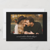 Modern Script Heart Black Curved Frame Photo Save The Date (Rückseite)