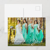 Modern Script Heart Bridesmaid Foto Vielen Dank Postkarte (Vorne/Hinten)