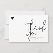Modern Script Heart Contemporary Wedding Dankeskarte (Vorderseite)
