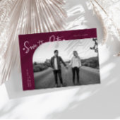 Modern Script Heart Cranberry Curved Frame Photo Save The Date