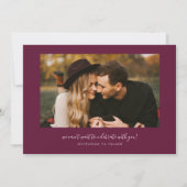 Modern Script Heart Cranberry Curved Frame Photo Save The Date (Rückseite)