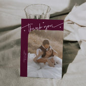 Modern Script Heart Cranberry Wedding  Dankeskarte