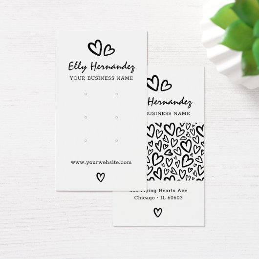 Modern Script Heart Earring Juwelier Display Card (Schreibtisch)