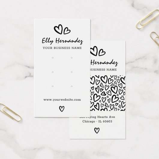 Modern Script Heart Earring Juwelier Display Card (Büro)